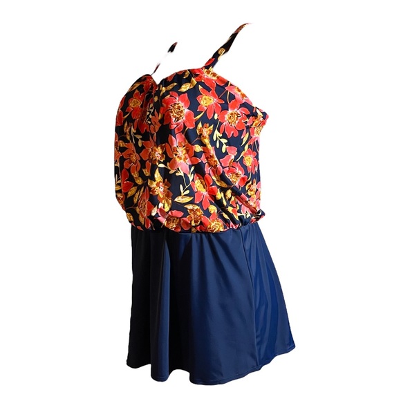 Denim & Co. Beach Sweetheart Neck Blouson Swim Dress - Picture 3 of 5